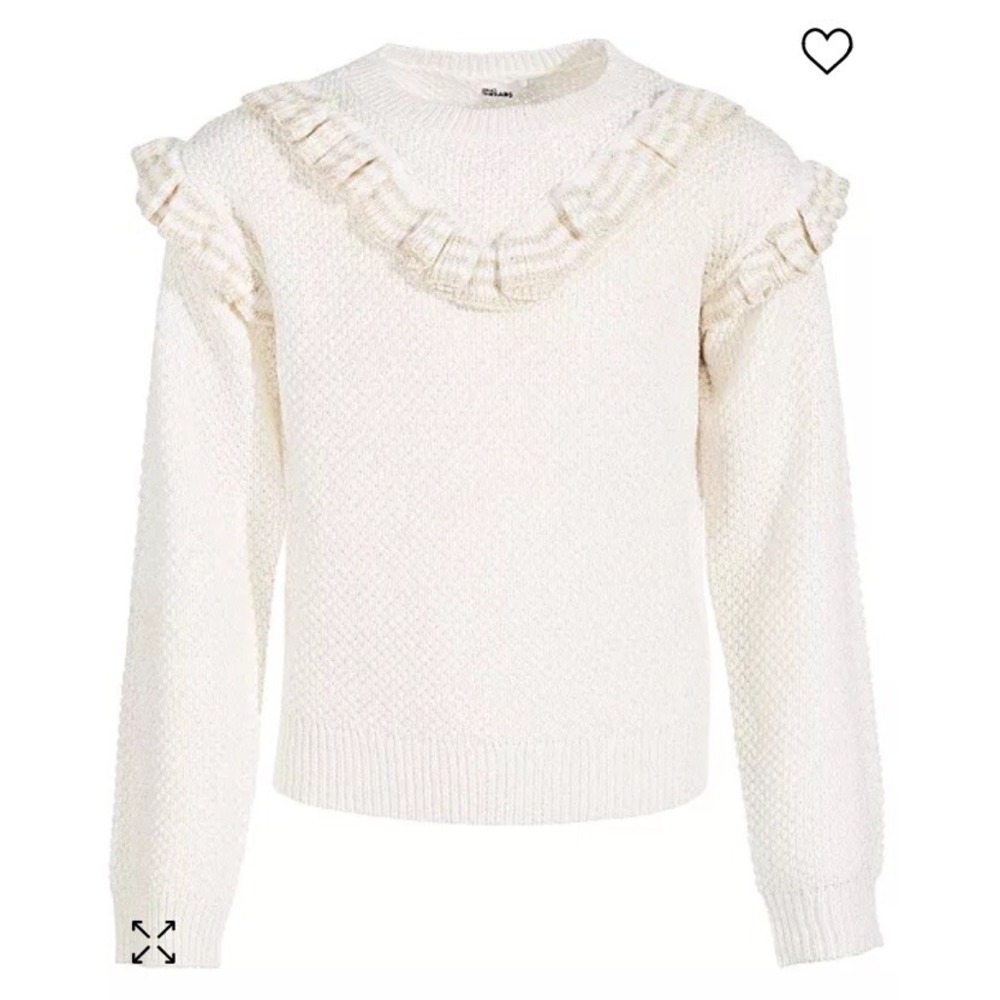 Epic Threads Ivory Girls Double Ruffle Pullover Sweater Size XL NWT